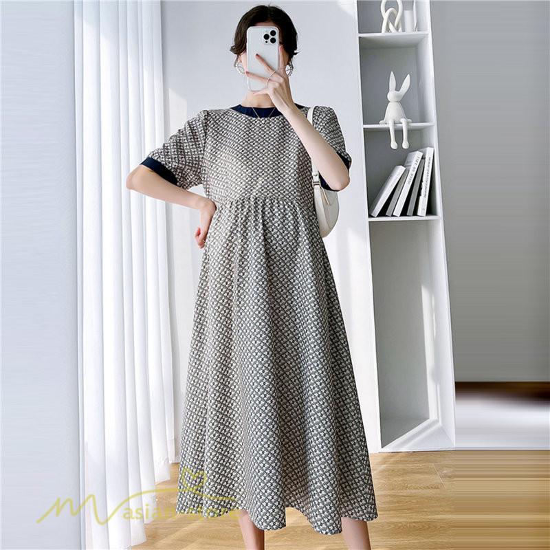 ワンピース | マタニティレディース マタニティウェア 夏 韓国風 Aライン 半袖 柄 産前 マタニティ サマー送料無料 膝丈 お出かけ 大きいサイズ 上品