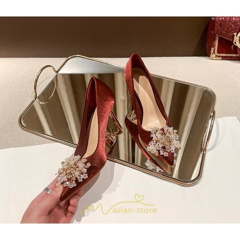 パンプス | 結婚式 ブライダルシューズ パーティーシューズ ハイヒール 赤 痛くない 大きいサイズ 小さいサイズ おしゃれ 疲れない レッド 美脚 ポインテッドトゥ