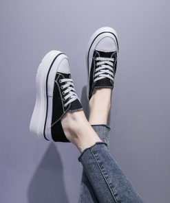 スニーカー | 厚底シューズ キャンバス厚底レディース レースアップ ラウンドトゥ 滑り止めソール ウォーキングシューズ スニーカー スポーツ