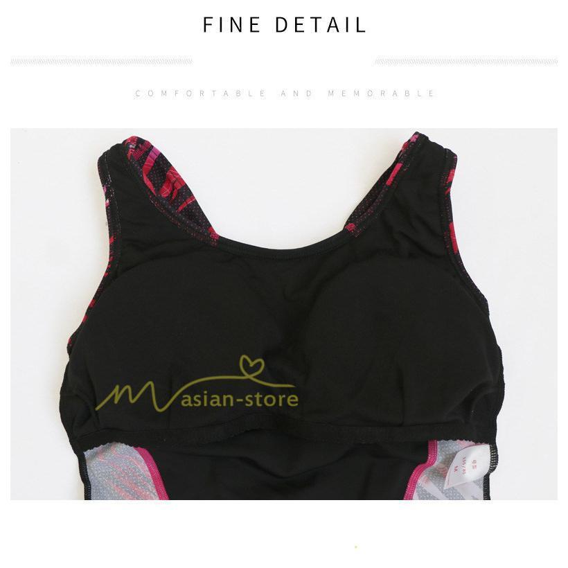 水着 | フィットネス プリント レディース フィットネスオールインワン 体系カバー スリムデザイン 競泳用 体型カバー 練習用 ワンピーストレーニング