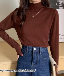 ニット・セーター | カットソー ニット レディース ハイネック 長袖 秋冬 春 トップス スリム ストレッチ インナー 無地 長袖カットソー 通学通勤 長袖ニット プルオーバー 着痩せ