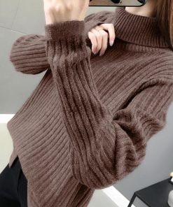 ニット・セーター | リブニットトップス タートルネック 韓国