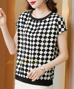 tシャツ・カットソー | Tシャツ トップス レディース 白トップス 40代 春夏 上品 半袖Tシャツ ブラウス カジュアル 韓国風 通勤 50代 ゆったりTシャツ カットソー 30代 チェック柄 OL