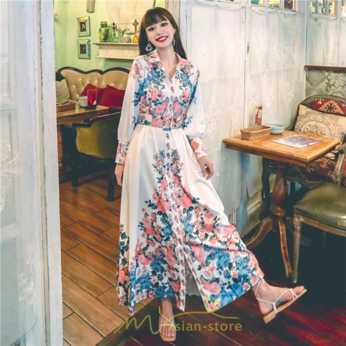 マキシ | ワンピース 長袖 きれいめ 春 ロング 大人 ロング丈 リラックス レディース ルームウェア 上品 旅行 体型カバー リゾート フランス風 着痩せ