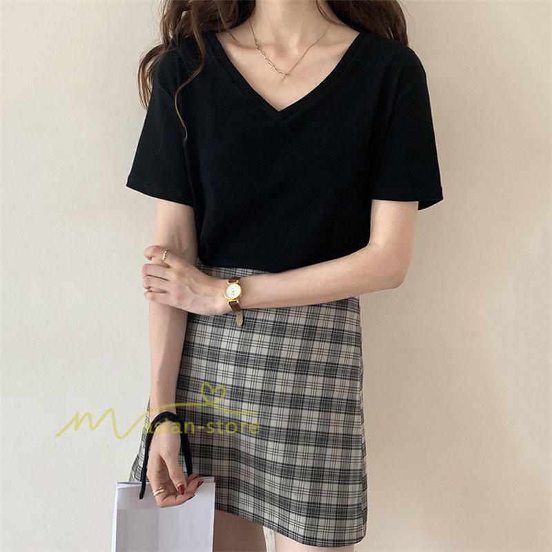 tシャツ・カットソー | Tシャツ レディース 春夏 トップス カットソー 半袖 『ゆるっとシンプルVネックTシャツ』 通勤通学 カジュアル 着痩せ 着回し お出かけ 20代30代40代50代 上品