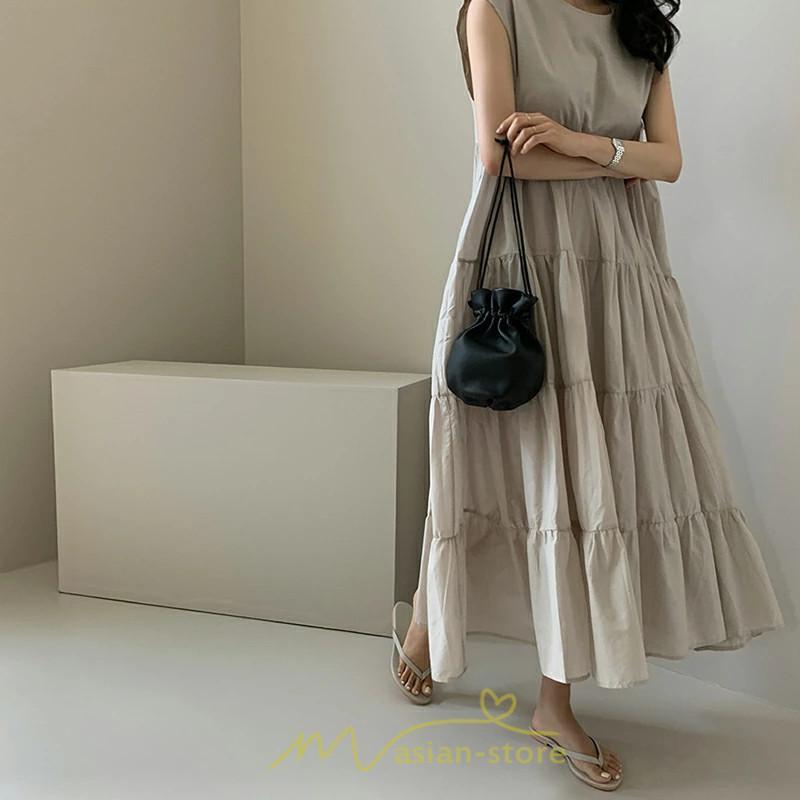 マキシ | 夏ワンピース ロングワンピース シフォンワンピース レディース ワンピ 体型カバー 50代 40代 30代 20代 可愛い 夏 春 大人 ノースリーブ 無地 涼しい