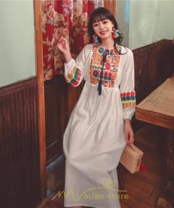 マキシ | ワンピース 個性的 ロングワンピース 細見えワンピース エスニック 綿麻 リゾート ワンピ 長袖 刺繍 カジュアル 大人 春夏秋 きれいめ 上品 ゆったり 体型カバー