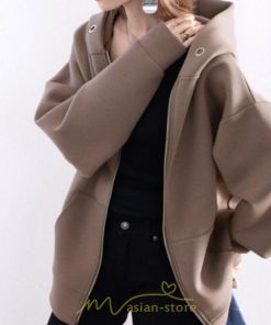 コート・ジャケット | フード付きスウェットパーカーブルゾン長袖秋冬ジャケット レディース ゆったりシルエット 大人 通学通勤 20代30代 無地 アウター 送料無料 カジュアル トップス