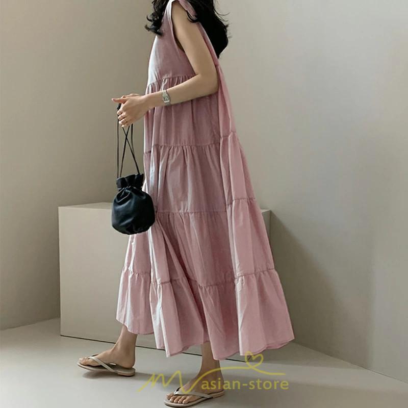 マキシ | 夏ワンピース ロングワンピース シフォンワンピース レディース ワンピ 体型カバー 50代 40代 30代 20代 可愛い 夏 春 大人 ノースリーブ 無地 涼しい