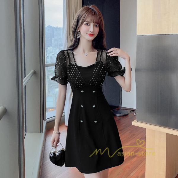 ミディアム | ワンピース レディース 40代 きれいめ 夏 ミニ丈 ドレス 韓国風 オシャレ 通勤 大人 上品 着痩せ エレガント デート フォーマルワンピース きれいめ 2021 二次会