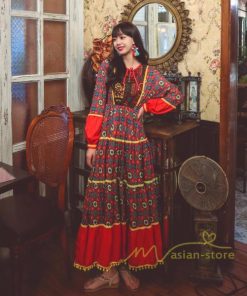 マキシ | ワンピース レディース 春夏 マキシワンピース 長袖ワンピース 綿麻 無地 Aライン フレアワンピース ハイウェスト エスニック ボヘミア風 ロング リゾート