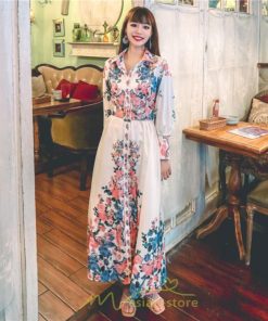 マキシ | ワンピース 長袖 きれいめ 春 ロング 大人 ロング丈 リラックス レディース ルームウェア 上品 旅行 体型カバー リゾート フランス風 着痩せ