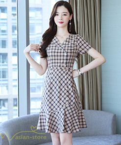 ミディアム | ワンピース チェック柄 レディース 膝丈 カジュアルワンピース Aライン フレア おしゃれ 上品 大きいサイズ きれいめ 夏服 上品 サマーワンピース エレガント