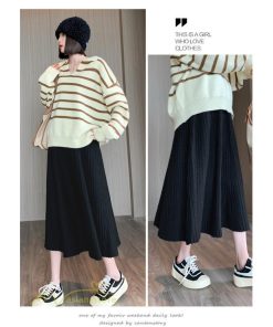 スカート | マタニティ秋 冬 コーデ マタニティウェア レディース Aライン ニット 2022新作 ゆったり カジュアル 大きいサイズ チェック ウエスト調整