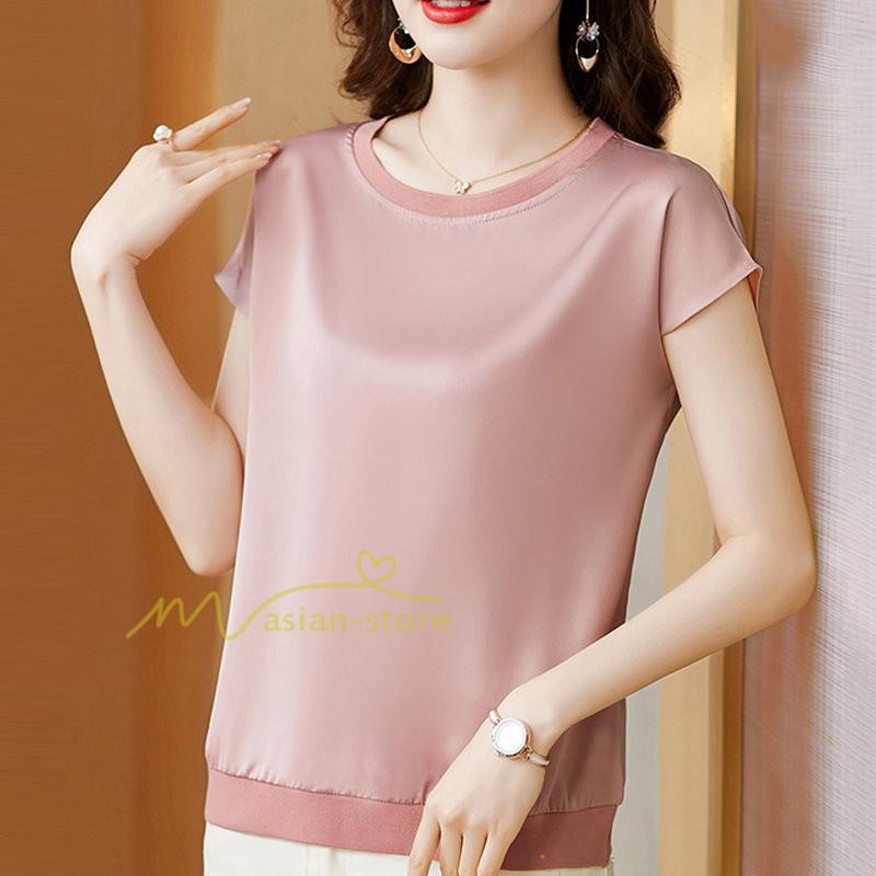 tシャツ・カットソー | トップス Tシャツ レディース 春 夏 秋 半袖 クルーネック 無地 プルオーバー 20代30代40代50代 ママ シンプル 着痩せ 大きいサイズ カジュアル 上品 お出かけ