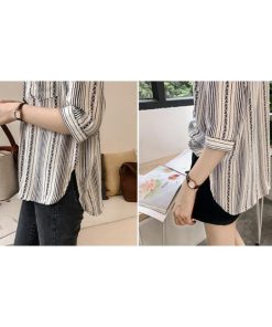 シャツ・ブラウス | 七分袖ブラウス レディースシャツ ストライプ プルオーバー 可愛い スリム ピンク 夏服 女の子 ストリート カジュアル 通勤 ブラウス かわいい 通学