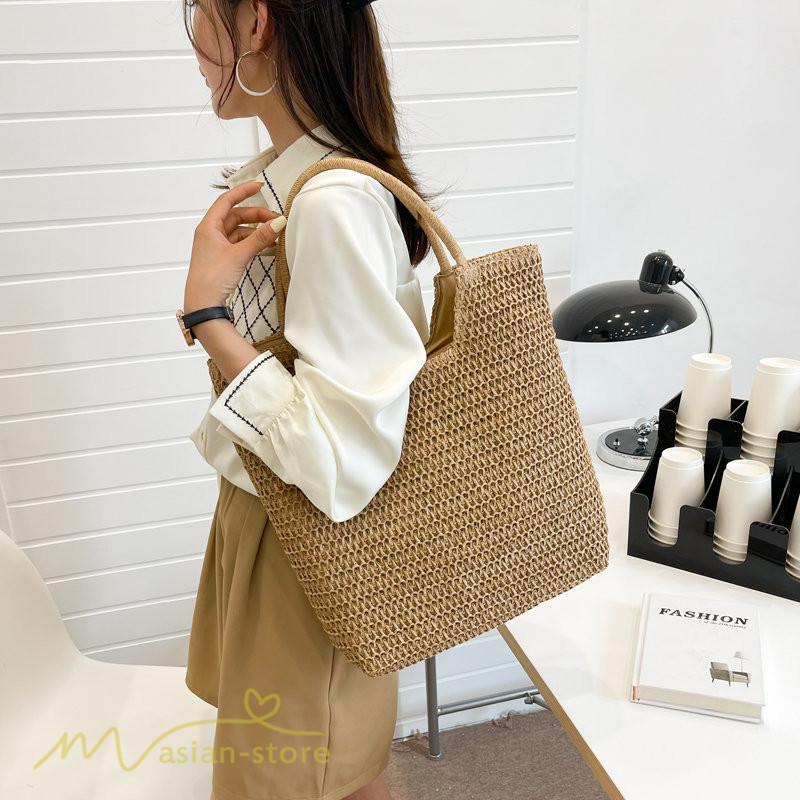 女性用バッグ | カゴバッグ ハンドバッグ ストローバッグ トートバッグ 夏バッグ 手持ち 大きめ 高級感 可愛い おしゃれ かごバッグ 夏 軽量 大容量 手提げ