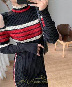 ニットワンピース | ワンピース 秋 秋服 レディース ニット ロングワンピース ロング 長袖 肩出し 秋冬 送料無料 セクシー フェミニン デート 春 お出かけ 結婚式 暖か 通勤