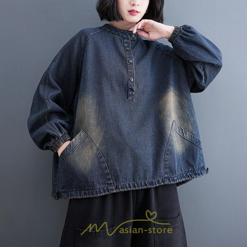 パーカー | デニム デニムレディース プルオーバー フード トレーナー チュニック ワンピース マタニティ 秋 冬 デニムワンピース 大きいサイズ