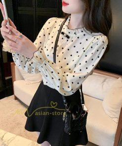 シャツ・ブラウス | ブラウス レディース きれいめ 40代 春夏秋新作 長袖トップス オシャレブラウス ドット柄 シフォンシャツ 上品 大人 通勤 ゆったり 50代 カジュアル 着痩せ 30代