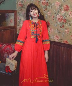 マキシ | ワンピース 個性的 ロングワンピース 細見えワンピース エスニック 綿麻 リゾート ワンピ 長袖 刺繍 カジュアル 大人 春夏秋 きれいめ 上品 ゆったり 体型カバー