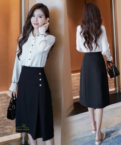 スカート | Aラインタイトビジネスフォーマル OL オフィス 黒ハイウエスト エレガント 着痩せ ヒップアップ シルエット