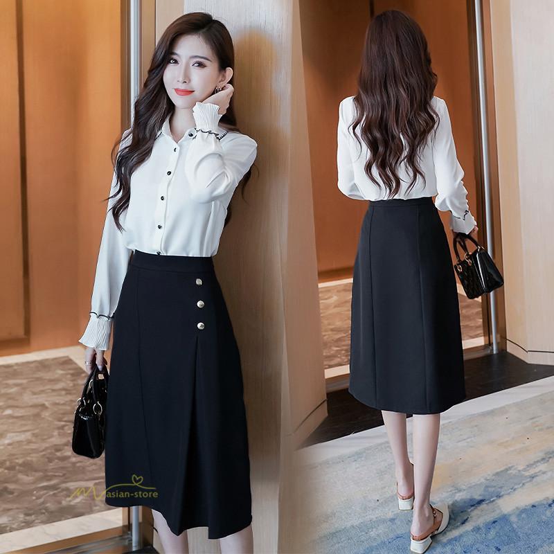 スカート | Aラインタイトビジネスフォーマル OL オフィス 黒ハイウエスト エレガント 着痩せ ヒップアップ シルエット