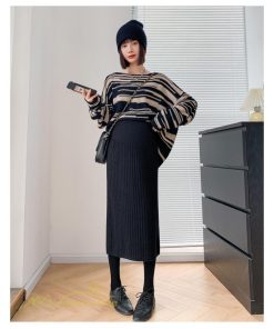 スカート | マタニティ秋 冬 レディース ニット妊婦服 産前 産後 着痩せ 裾口スリット 上品 マタニティウェア きれいめ ウエスト調整 コーデ