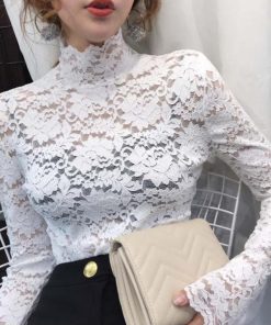 Tシャツ・カットソー | インナー 総レース シースルー 花柄 ハイネック カットソー 重ね着 レディース セクシー トップス エレガント