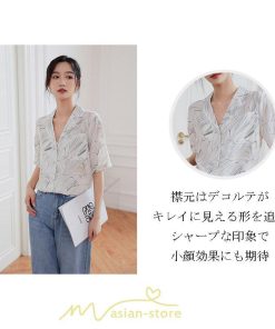 シャツ・ブラウス | ブラウス シャツ 花柄シャツ 花柄 半袖 レディース オシャレ 20代 30代 40代 春 秋 夏 カジュアル お出かけ 新作 着痩せ Vネック OL ビジネス 通勤 ファッション