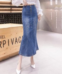 スカート | デニムマーメイド ロング上品 スタイリッシュ ボトムス オシャレ 細身 タイトハイウエスト 夏コーデ 春秋コーデ ハイストレッチ