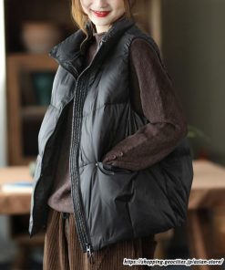 ベスト | ダウンレディース アウター 中綿スタンドカラー ジップアップ 秋冬 秋服 大人 防風防寒 ダウン 無地 トップス ベストアウター