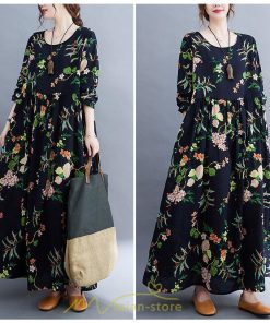 マキシ | 長袖ワンピース 秋物 レディース ロングワンピース 花柄 夏 30代40代 大人 秋ワンピース 新作 ワンピース Aラインワンピ ゆったり 旅行 広い裾 可愛い 揺れる