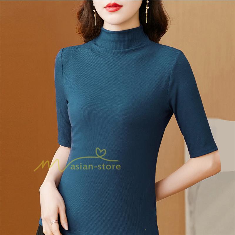 tシャツ・カットソー | トップス カットソー インナー Tシャツ レディース 五分袖 春 カジュアル おしゃれ 女性用 シンプル 着痩せ 20代30代40代50代 ホワイト ブラック 夏物 無地