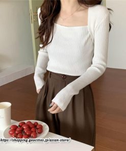 ニット・セーター | カットソー ニット レディース リブニット 長袖 秋冬 春 トップス スリム ストレッチ インナー 無地 通学通勤 着痩せ 長袖ニット 長袖カットソー プルオーバー