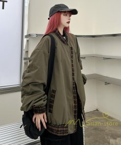 コート・ジャケット | ブルゾン レディース 秋 アウター ジャケット ジャンパー 上着 羽織り Oversize スタジャン メンズ 男女兼用 大きいサイズ 切り替え スタンドカラー
