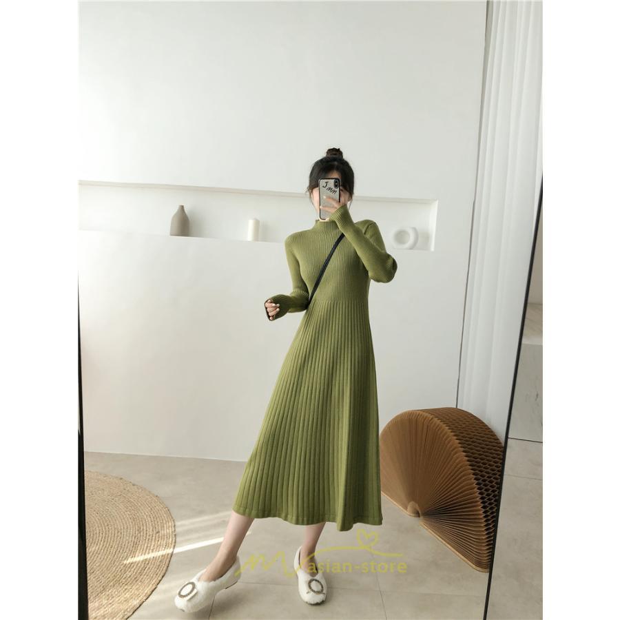 ニットワンピース | ワンピース 春 春服 レディース 長袖 ゆったり 秋 冬 ロング丈無地 20代30代40代50代 可愛い お出かけ 着痩せ 大人 通勤