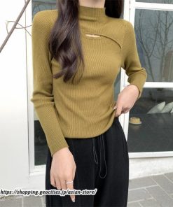 ニット・セーター | カットソー ニット レディース リブニット 長袖 秋冬 春 トップス スリム ストレッチ インナー 無地 着痩せ 長袖ニット 長袖カットソー 通学通勤 プルオーバー