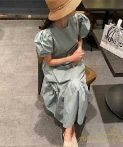マキシ | ワンピース 半袖 レディース 夏服 ロングワンピース フレアワンピース ギャザー 無地 可愛い 大人 ワンピ 海 50代60代 お出かけ サマー 20代30代40代