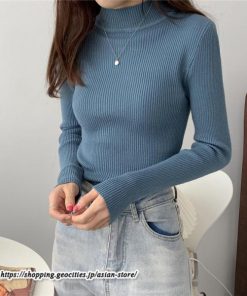 ニット・セーター | カットソー ニット レディース リブニット 長袖 秋冬 春 トップス スリム ストレッチ インナー 無地 プルオーバー 長袖ニット 通学通勤 長袖カットソー 着痩せ