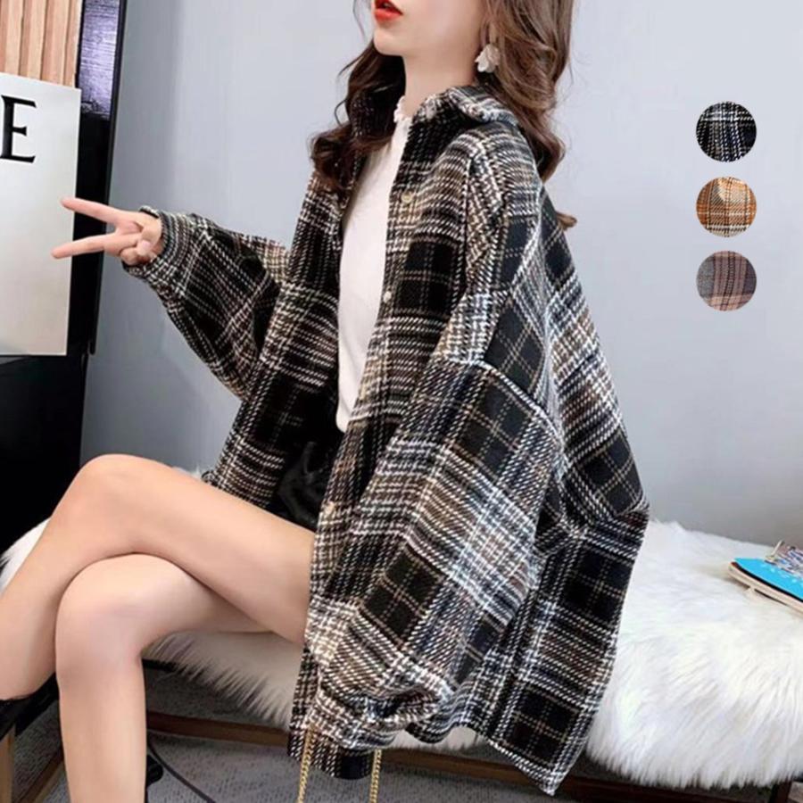 シャツ・ブラウス | チェック柄シャツ 起毛シャツブラウス韓国