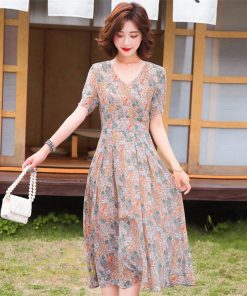 ミディアム | ワンピース Aライン レディース 着痩せ 上品 カジュアルワンピース 大きいサイズ きれいめ Vネック ひざ下丈 ミディアムワンピース お出かけ 通勤通学 30代40代