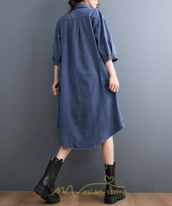 シャツ・ブラウス | デニム ロングシャツ シャツワンピ レディース 長袖 シャツ ロング ミモレ丈 脚長効果 大きいサイズ 体型カバー 着痩せ 20代30代40代50代