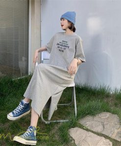 マキシ | ワンピース レディース Tシャツワンピース カットソー ロングTシャツ 夏新作 英字 半袖ワンピ ロングワンピ 大きいサイズ 体型カバー サマー 裾口スリット 夏物