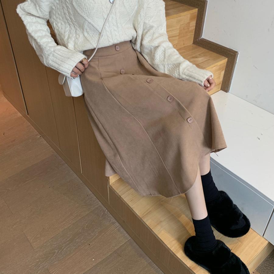 フレアスカート | ミモレ丈スカート ボトムス スカート 女性 スカート 春秋冬 レディース ファッション 後ろウエストゴム