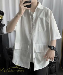 シャツ | メンズ 半袖 トップス ワイドTゆったり 無地 ライトアウター 着回し 夏新作 コーデ 白黒細身 通勤通学 XXL 日常感 大きいサイズ