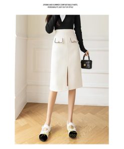 スカート | ロング丈 ミモレ丈 ハイウエスト Aライン レディース エレガント レトロ風 着痩せ 秋冬 スリット 女子会 ビジネス 通勤 OL フォーマル 就活　