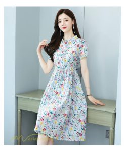 ミディアム | ワンピース レディース 花柄 サマーワンピース 半袖 シャツワンピース 夏 30代 40代 きれいめ プリント おしゃれ 膝丈 ミディアムワンピース 大きいサイズ