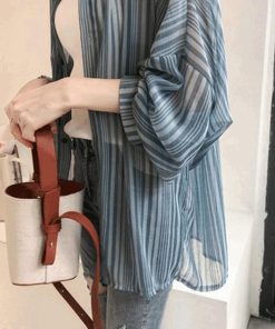 カーディガン | シフォンシャツブラウス 長袖 透け感 冷房対策 日焼け防止 無地 羽織り 体型カバー 大人 通学通勤 夏秋 トレンド フェミニン