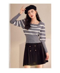 ニット・セーター | 長袖 ニット セーター Tシャツ レディース トップス 秋新作 ママ 人気 秋コーデ 激安 ボーダー柄 オシャレ 韓国風 可愛い キレイめ エレガント 上品 2022新作